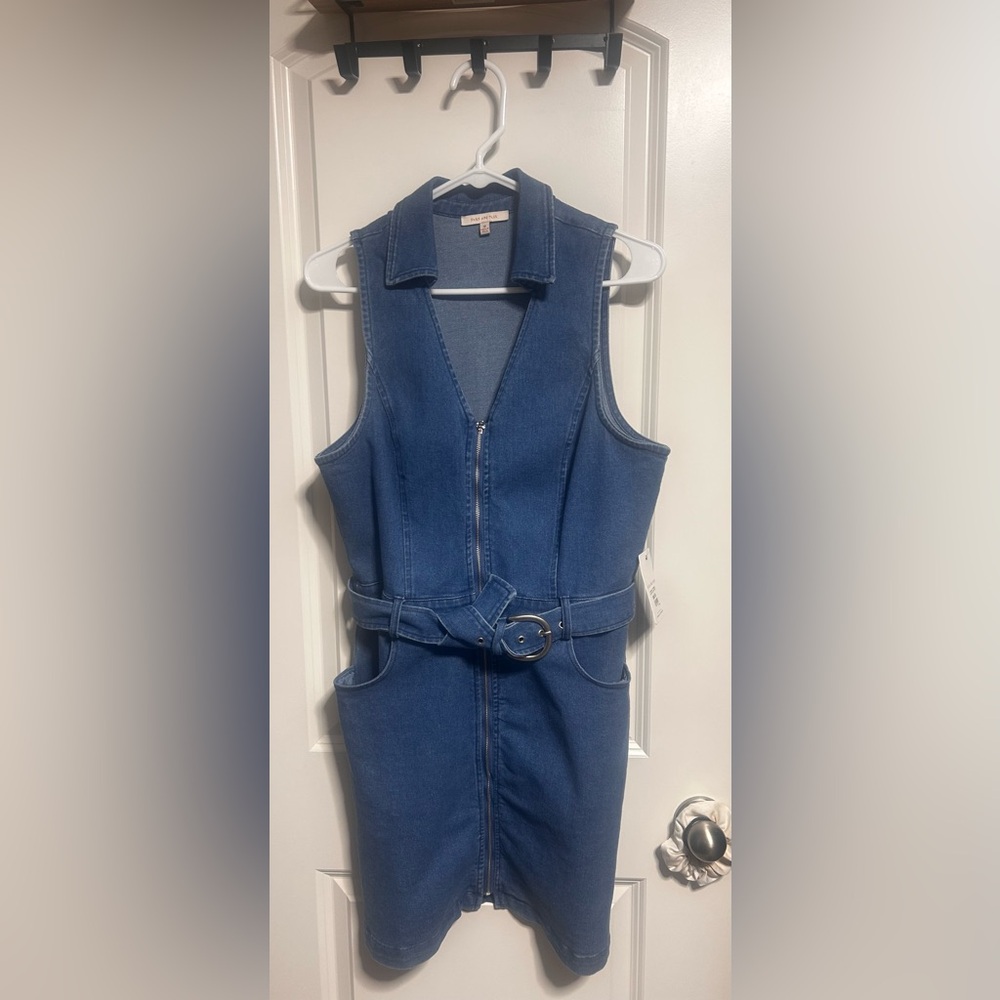 Skies are Blue collared stretch denim blue denim jumper. Never worn.